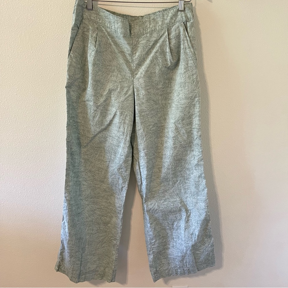 Columbia Summer Chill Straight Leg Organic Cotton Pants Light Green Leaf Print-M
